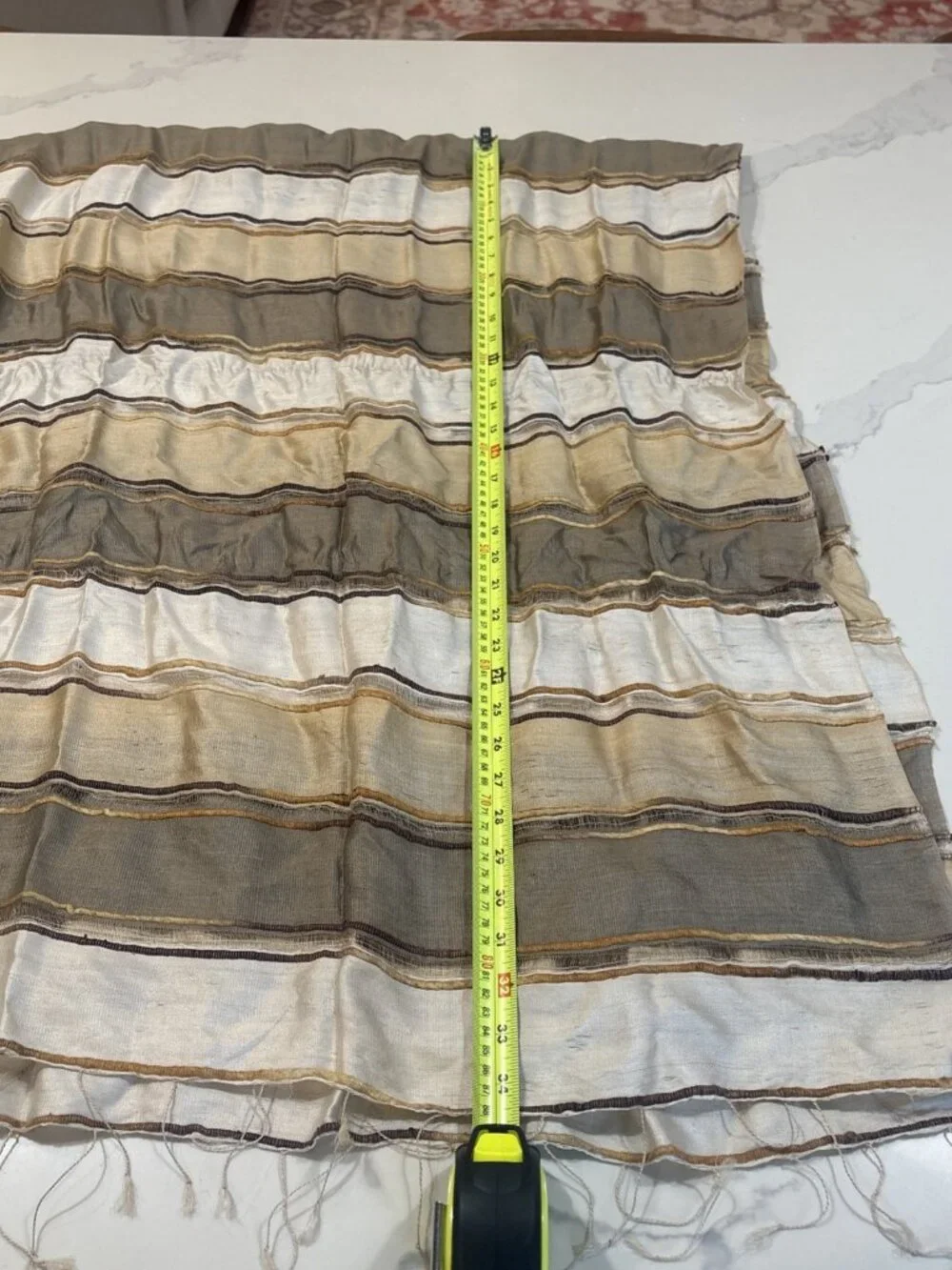 Rossella Carrara striped sheer scarf in a cream, beige, and brown colorway